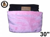 Ellie-Bo Medium Replacement Dog Bed Cover with Brown Corduroy Sides and Pink Faux Fur Topping